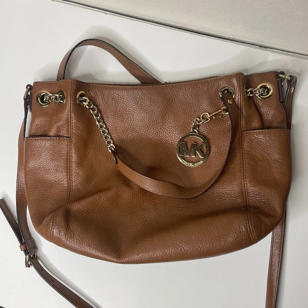 Michael Kors Brown Pebbled Leather Shoulder Bag‎